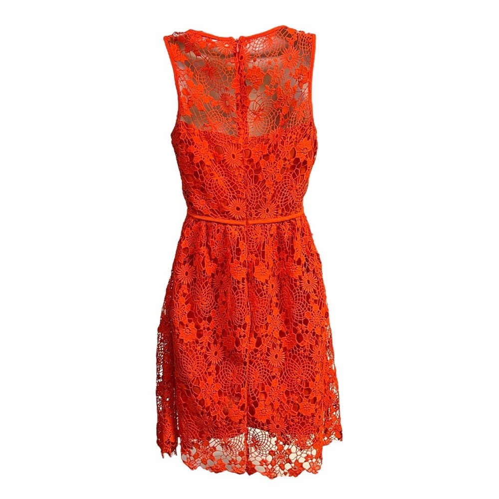 Sugarlips A Line Sleeveless Dress S Orange Floral Lace Overlay Feminine Chic - Picture 4 of 9